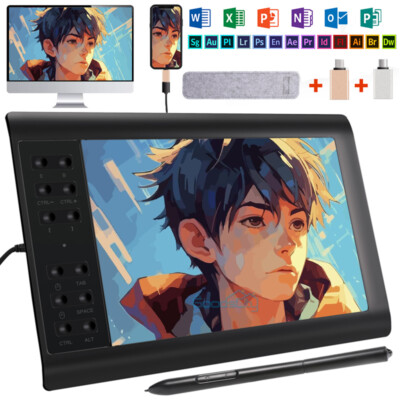 NEWEST Artist Pro Drawing Graphics Tablet Battery-free Pen 12 Shortkey 