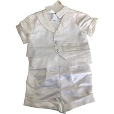 Christening Baptism Outfit Set Baby Boy 9-12 Months White Formal With Bonnet