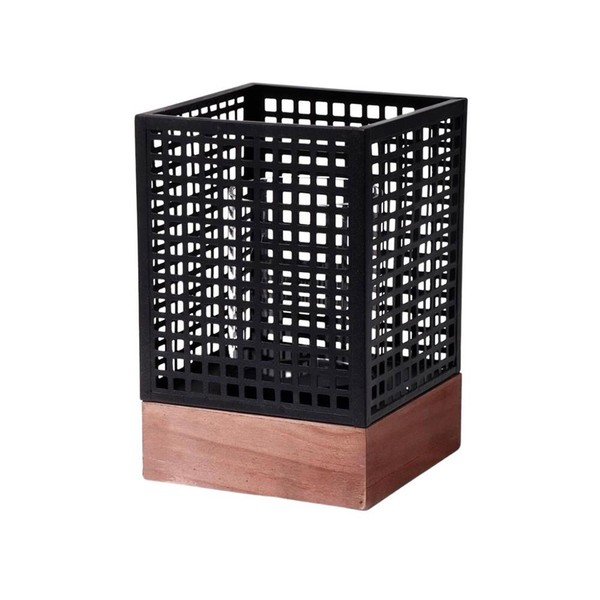 Metall Windlicht Mit Glas - 18 X 12 Cm - Garten Tisch Deko Kerzen Halter Eckig-image