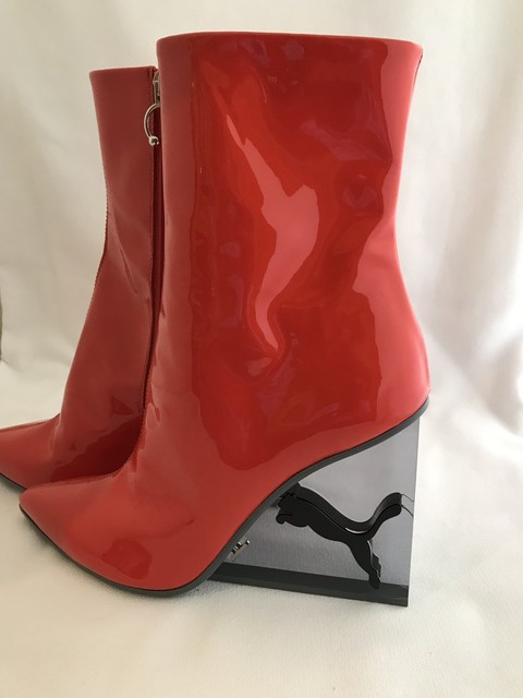 patent leather wedge boots