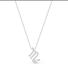 Swarovski Zodiac Pendant Necklace, SCORPIO, white silver