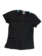 Scrubstar Tops Womens SZ XS Black Short Sleeve V-Neck Stretch Blend Pockets