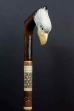 Walking Stick Carved Eagle Artisan Cane Wooden Handmade Exclusive Victorian