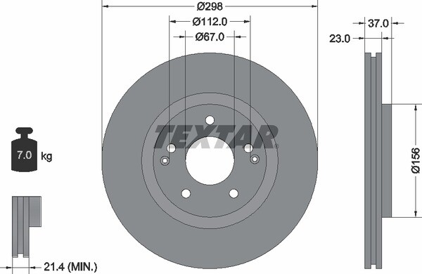 Genuine OE Front Brake Discs Pair Coated Vented 92324903 Textar  