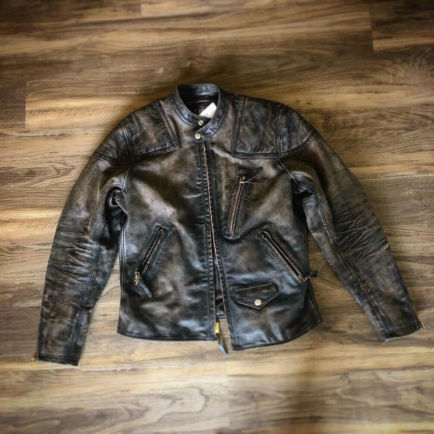 RRL Ralph Lauren Slim Fit Leather Moto Late 1940's Jacket Men's S Small ...