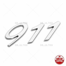Chrome Look 911 Logo Letters Rear Bumper Badge Liftgate Emblem Deck Lid
