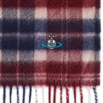 Vivienne Westwood 100% Cashmere Large Muffler Dark Red Check Vivienne Westwood 100% Cashmere Large Muffler Dark Red Check