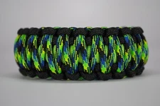 550 Paracord Survival Bracelet King Cobra Black/Lime/Aquatica "Made in the USA"