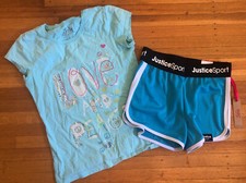 Girls Lot of 2 Justice Shirt Shorts Size:10 EUC/NEW/NWT