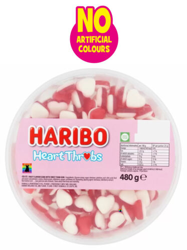 Haribo HEART THROBS Sweets TUB Jelly Gummy Candy VALENTINES HALLOWEEN CHRISTMAS - Picture 3 of 7