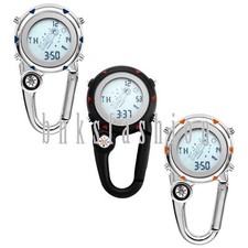 Clip-on Compass Digital Carabiner Buckle Fob Watch for Backpack Outdoor Sports