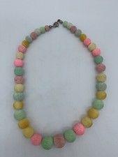 Vintage Retro Textured Bead Necklace Choker Pastel End Neon Colors 1980-1990s