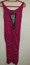 K Fashion Pink Silver Sequin Stretch Dress Size L XL