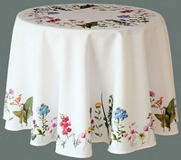 Tischdecke Rund Ø 150 Cm Druckmotiv Sommerblumen Blumen Landhausstil