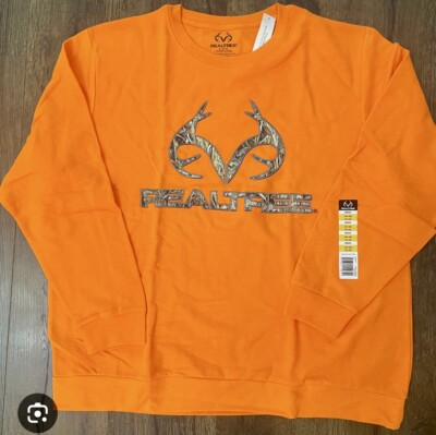 New Realtree Long Sleeve Orange Sweatshirt Fleece Hunting