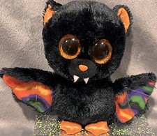 Ty Beanie Boos Bat Scarem 6.5  Orange Glitter Black Plush Plushie Doll Halloween