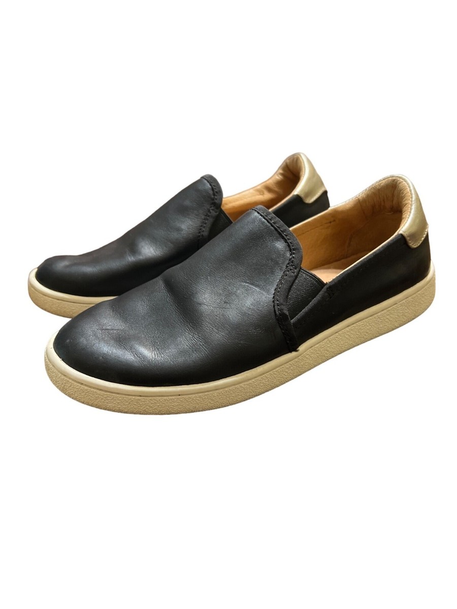 UGG Cas Black Leather Slip On Sneakers 1019108 Size Shoes Rubber Sole