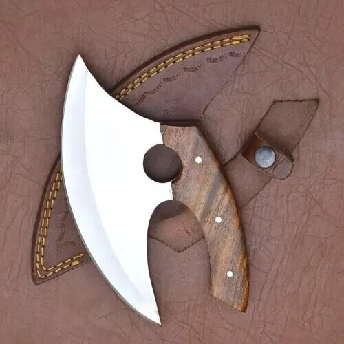 8 Inches ulu Knife Handmade Forged Stainless Steel Wooden Handle With Sheath AU - Picture 6 of 7