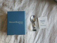 Reed  Barton Curved Handle Baby Spoon Pewter With Box