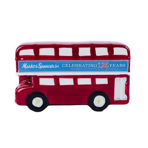 RARE Marks & Spencer London Red Double Decker Bus in Ceramic (15 cm) Money Box - Picture 7 of 9