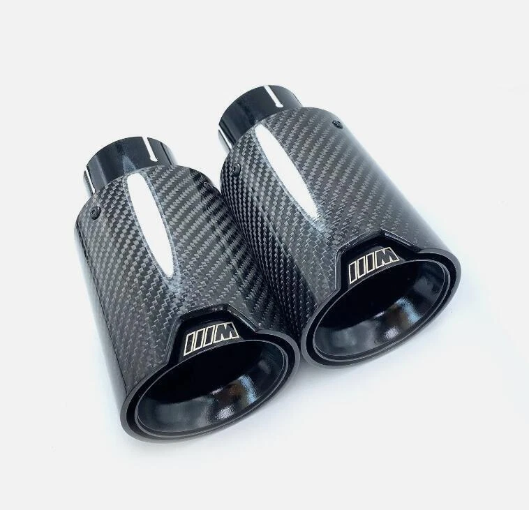 For M Performance BMW Pipes inlet 66mm Glossy Black Carbon Fiber Exhaust Tip 2PC Foto 2 de 4