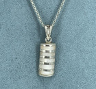 925 Sterling Silver necklace mother of pearl inlay rectangle striped 18''