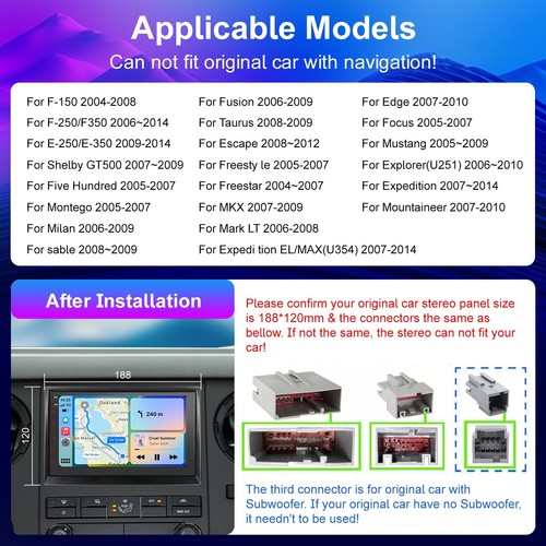 7 Inch Wifi CarPlay Android13 Auto Car Radio GPS Stereo For 2004-2008 Ford F-150 - Picture 8 of 24
