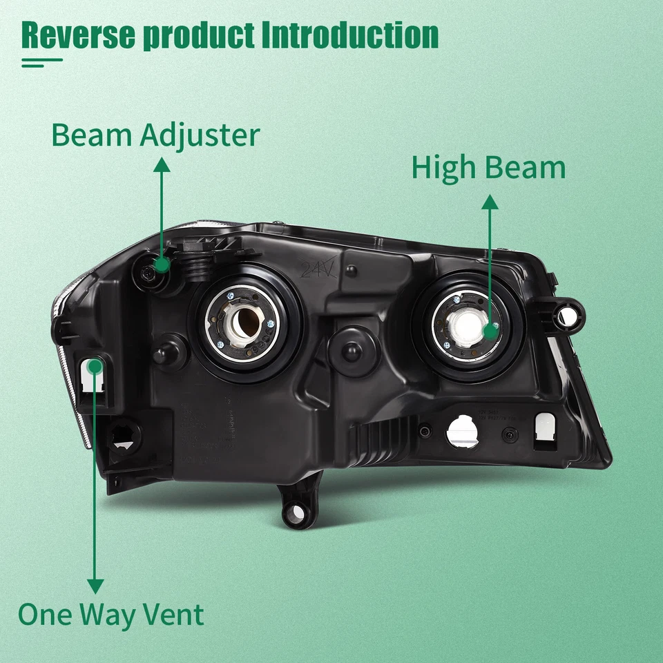 For Dodge Avenger 2008-2014 Headlights Assembly Pair Black Housing Headlamp Set - Изображение 3 из 4