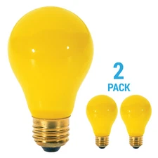 Pack YELLOW BUG LIGHT BULBS 60W Watt A19 Medium E26 120V 60A/Bug 60A/YB 60A19/Y