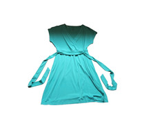Nine West Teal Faux-Wrap Midi Dress with Waist Tie