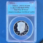 2019, Kennedy Half Dollar, Silver Proof, ANACS PR70, DCAM, First Day of Issue.