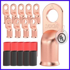 10 PCS Listed 2/0 AWG - 3/8" Battery Cable Lugs, Heat Shrink Ring Terminals ...
