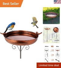 38-Inch Vintage Copper Bird Bath - Elegant Outdoor Metal Freestanding Classic