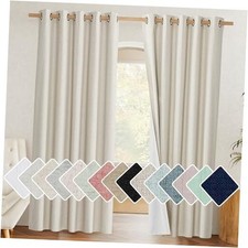 100 Blackout Linen Curtains 84 inch Long Burg 62"W x 84"L Pack of 2 Natural