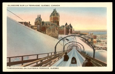 Postcard Tobogganing on Dufferin Terrace, Quebec, QC