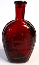 Vintage Wheaton Benjamin Franklin Ruby Red Glass 3" Miniature Flask