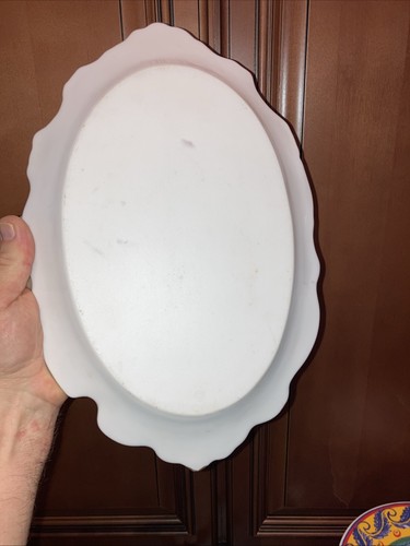 Vintage Hand Painted Porcelain Oval Tray Pink Floral Black Gold Ornate Trim - Picture 7 of 12