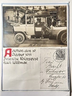 Deutschland 1911 Fotopostkarte Kaiser Auto Aachen Weimar gelaufen