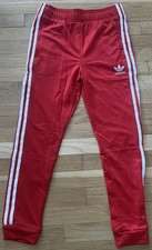 Adidas Trefoil Logo Track Pants Youth M 11-12  Red White Stripes Zip Pocket