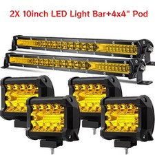 2x 10inch Led Light Bar Spot Flood Combo4x4 Pod Offroad For Jeep Truck Suv
