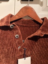 Jacquemus Le Polo Duci Brown Ribbed-Knit Pullover Sweater Logo Button S