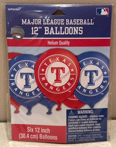 Texas Rangers MLB Baseball Birthday Party Six Pack of 12” Balloons. NEW - Picture 2 of 3