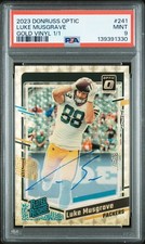 2023 Donruss Optic Luke Musgrave Rated Rookie Auto Gold Vinyl 1/1 PSA 9 Packers