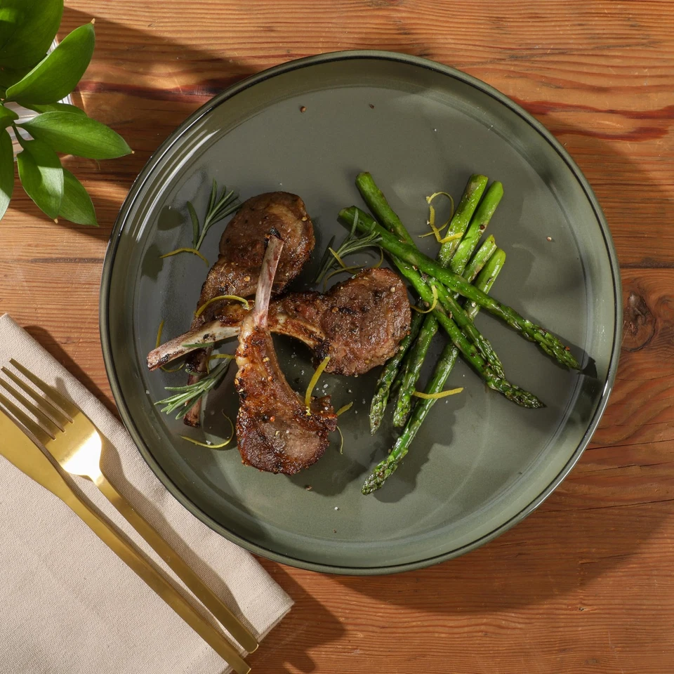 12 Piece (Service for 4) Townscape Plates and Bowls Reactive Glaze Embossed R... - Image 2 of 4