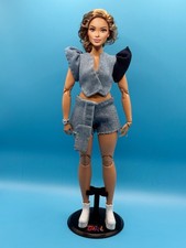 Handsewn 2 Toned Jeans Flare Top And Squort Set For Barbie Dolls  Curvy Doll 