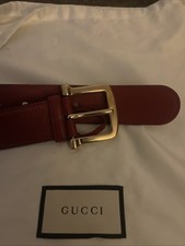 NEW GUCCI Microguccissima Soft Margaux Women  s Red Leather Belt Sz 80 Italy