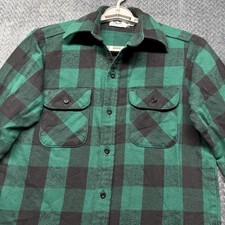 Vintage Mr. Leggs Flannel Shirt Men's M Green Buffalo Plaid Cotton USA 70s 80s
