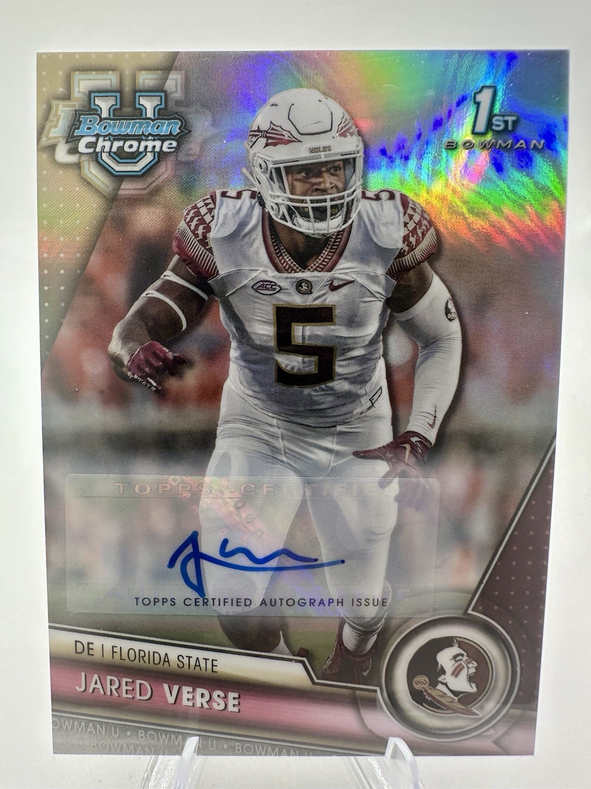 2023 Bowman Chrome U- JARED VERSE 1st Bowman 431/499 Auto Refractor #60 FSU (AU)