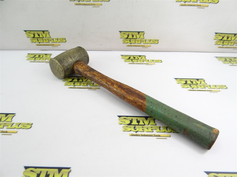 BRASS HAMMER WITH WOODEN HANDLE 2" FACE DIA 3-1/4" HEAD LENGTH