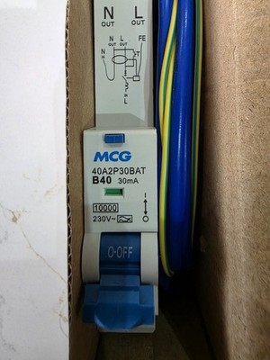 MCG 40 AMP TYP C 10kA 30mA RCBO RCD MCB 40A2P30BAT NEU